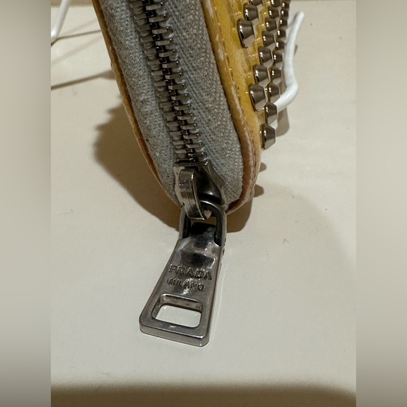 Prada Studded Yellow Saffiano Long Zippy Wallet - Picture 4 of 16